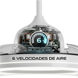 Ventilador de Techo Retráctil PHP JS8378 de 42" Blanco con Marco de Madera y 6 Velocidades